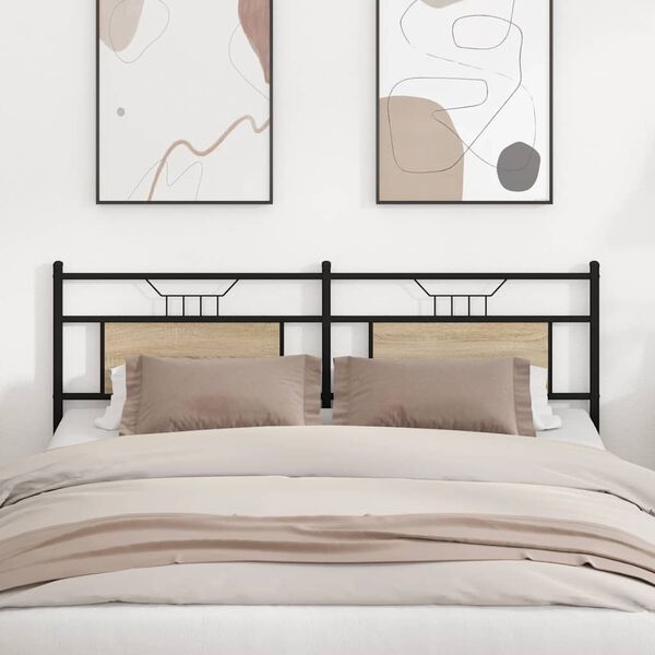 vidaXL Cabecero de repuesto de madera de ingenier&iacute;a y acero roble Sonoma 180 cm