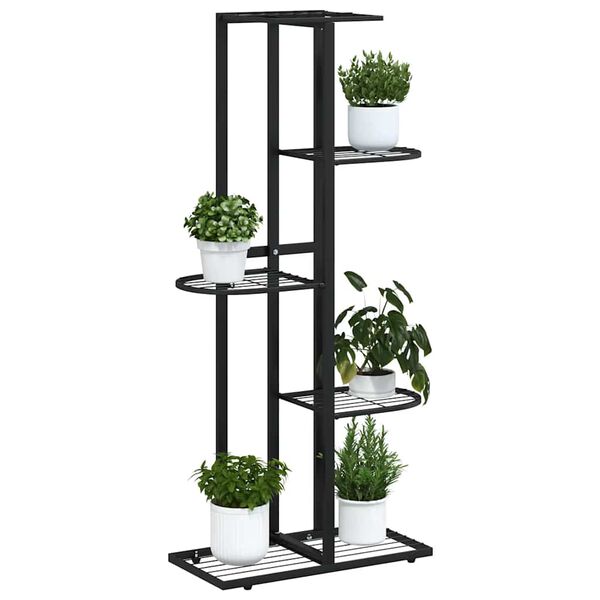 vidaXL Soporte de flores de 5 estantes de metal negro 43x22x98 cm