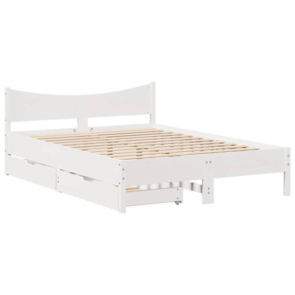 vidaXL Estructura de cama con cajones madera de pino blanca 135x190 cm