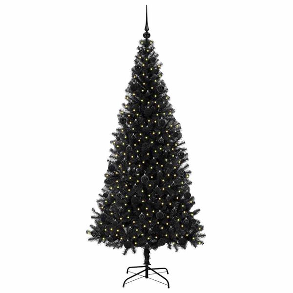 vidaXL &Aacute;rbol de Navidad con 300 LED con soporte Negro 210 cm PVC
