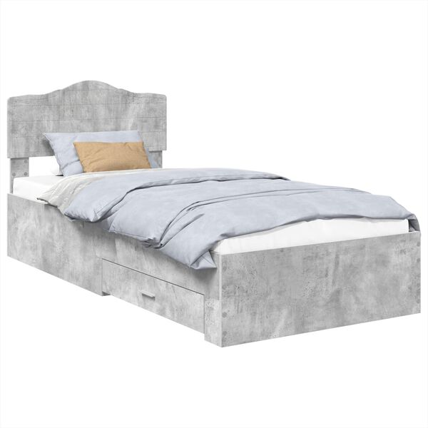 vidaXL Estructura de cama con cabecera Gris Concreto 90 x 200 cm