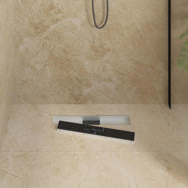 vidaXL Drenaje de ducha con tapa de vidrio Negro 60 cm