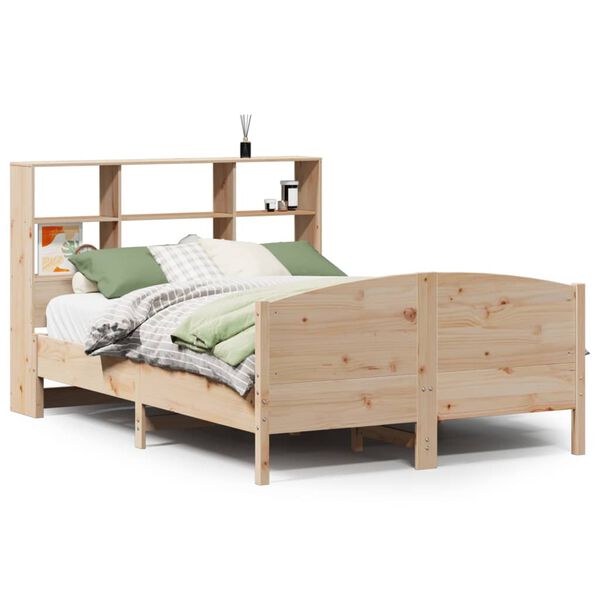 vidaXL Cama con estanter&iacute;a sin colch&oacute;n madera maciza de pino 120x190cm