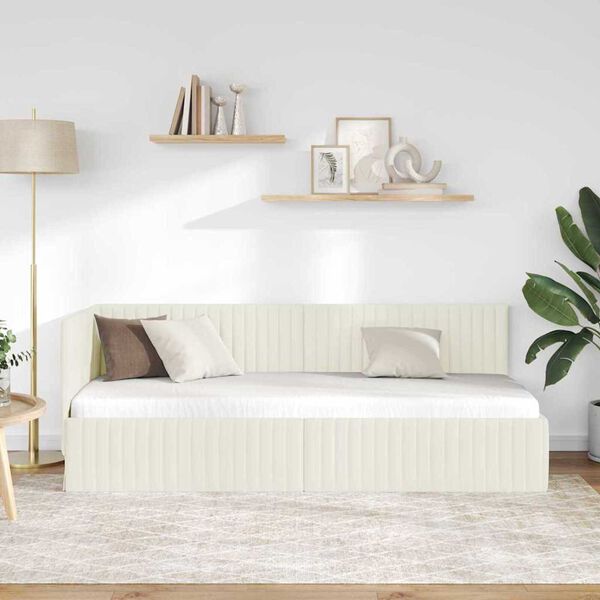 vidaXL Estructura de cama en esquina Crema 80 cm x 200 cm Terciopelo