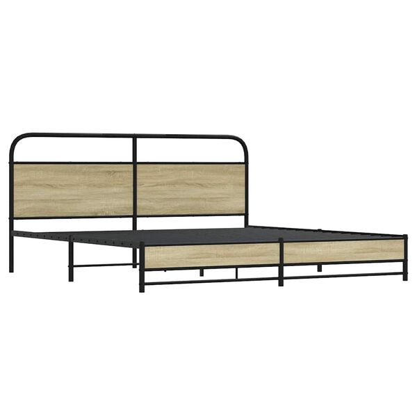 vidaXL Estructura de cama sin colchón metal roble Sonoma 183x213 cm