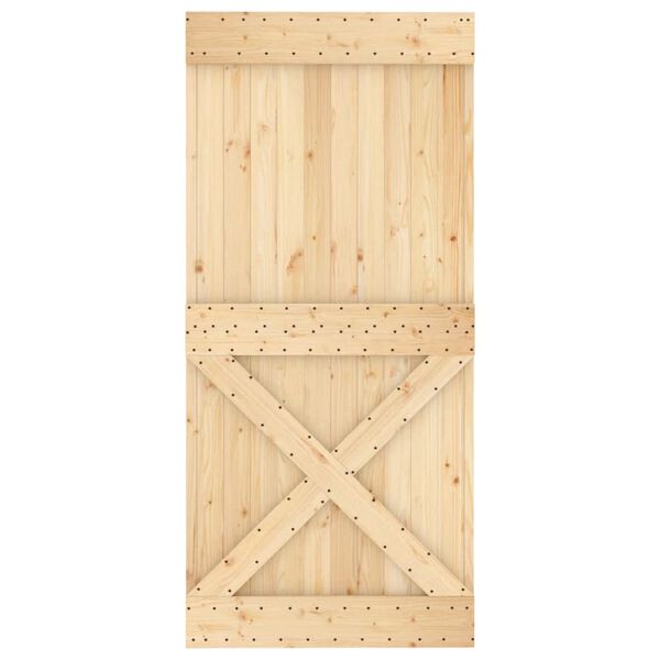 vidaXL Puerta corredera con herrajes madera maciza de pino 95x210 cm