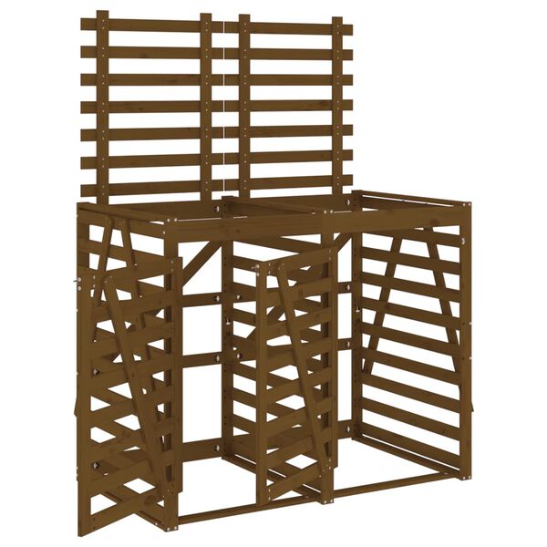 vidaXL Cobertizo doble para cubos de basura madera de pino marr&oacute;n miel