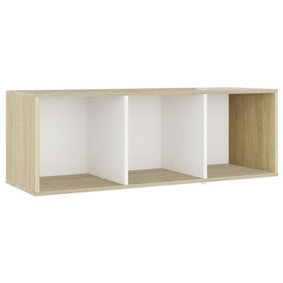vidaXL Mueble para TV madera contrachapada blanco y roble 107x35x37 cm
