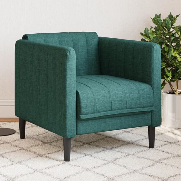 vidaXL Sill&oacute;n de tela verde oscuro
