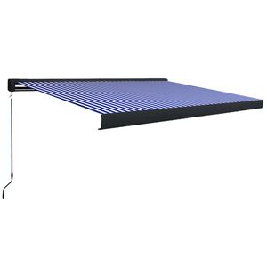 vidaXL Toldo de carrete manual azul y blanco 350x250 cm