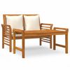 vidaXL Muebles de jard&iacute;n 2 pzas con cojines blanco crema madera maciza