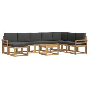 vidaXL Conjunto de sof&aacute;s de exterior 9 uds. Blanco y Antracita