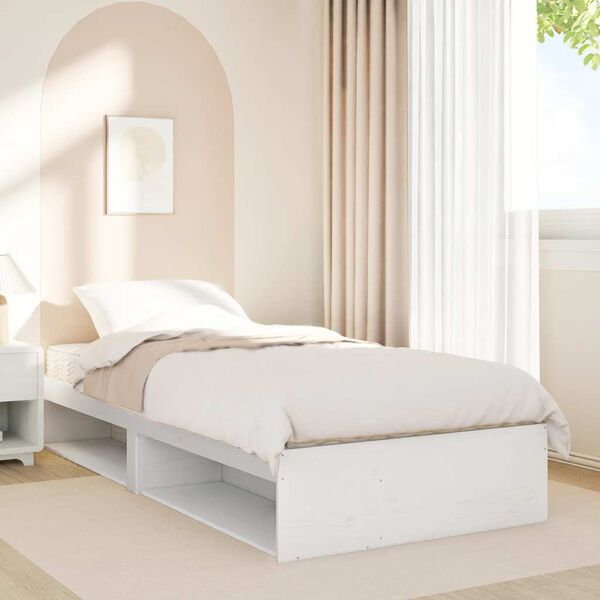 vidaXL Sof&aacute; cama con colch&oacute;n madera maciza de pino blanco 90x190 cm