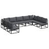 vidaXL Conjunto de sof&aacute;s de jard&iacute;n 9 uds. Negro Aluminio