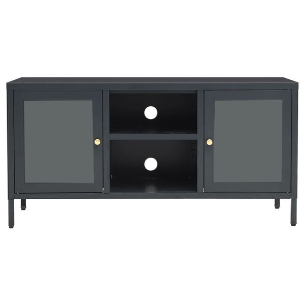 vidaXL Mueble para el televisor acero y vidrio gris antracita 105x35x52 cm