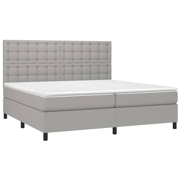 vidaXL Cama box spring con colch&oacute;n tela gris claro 200x200 cm