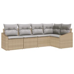 vidaXL Conjunto de sof&aacute;s de jard&iacute;n 5 uds. Beige y Gris Claro