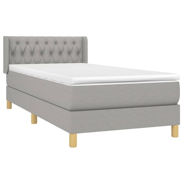 vidaXL Cama box spring con colch&oacute;n tela gris claro 90x190 cm