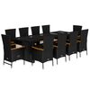 vidaXL Set de comedor jard&iacute;n 11 pzas con cojines rat&aacute;n sint&eacute;tico negro
