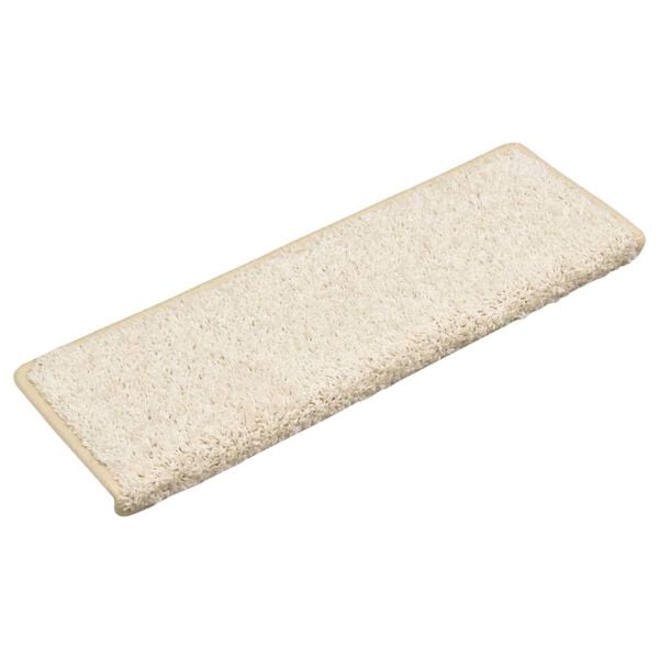 vidaXL Alfombrillas para escaleras 15 unidades 65x21x4 cm Blanco Borde Rectangular