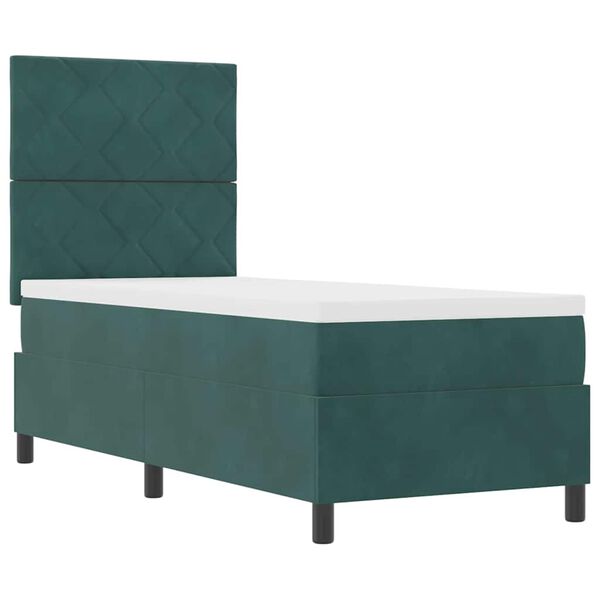 vidaXL Cama tipo Box Spring con colch&oacute;n Verde oscuro 80 x 200 cm tela