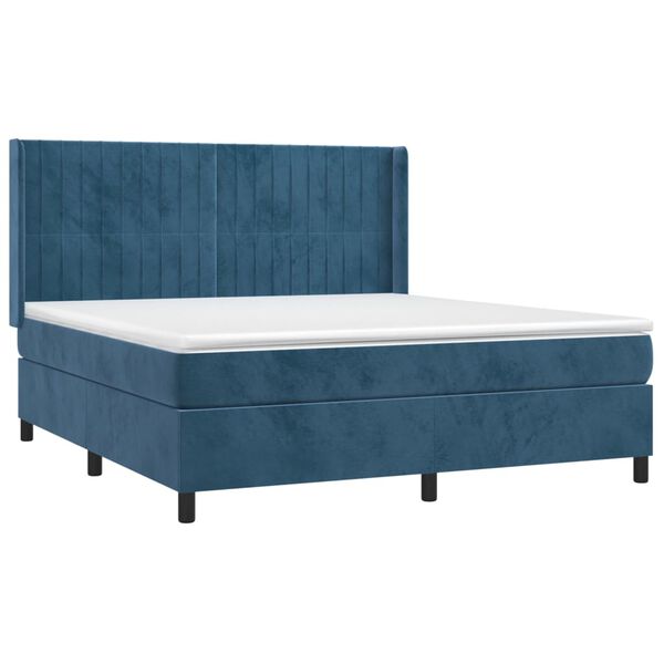 vidaXL Cama box spring con colch&oacute;n terciopelo azul oscuro 180x200 cm
