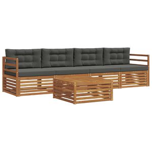 vidaXL Conjunto de sof&aacute;s de exterior 5 pcs Natural y Antracita