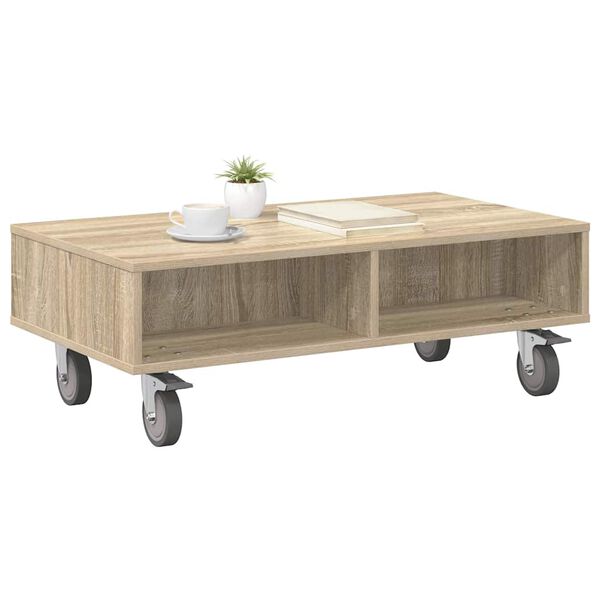 vidaXL Mesa Lateral con Ruedas Roble Sonoma 90 x 50 x 30 cm