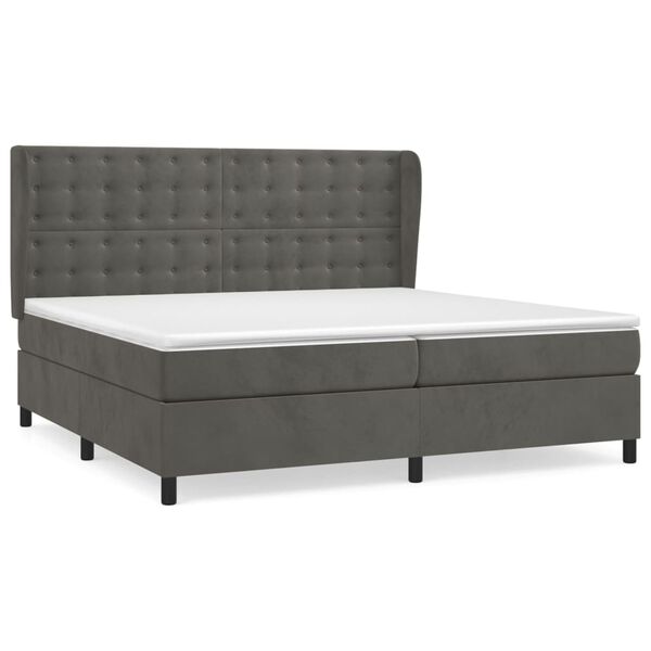 vidaXL Cama box spring con colch&oacute;n terciopelo gris oscuro 200x200 cm