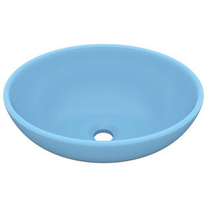 vidaXL Lavabo de lujo ovalado cer&aacute;mica azul claro mate 40x33 cm