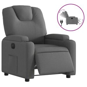 vidaXL Sill&oacute;n reclinable el&eacute;ctrico de tela gris oscuro