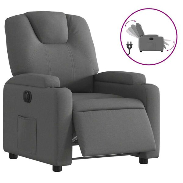 vidaXL Sill&oacute;n reclinable el&eacute;ctrico de tela gris oscuro