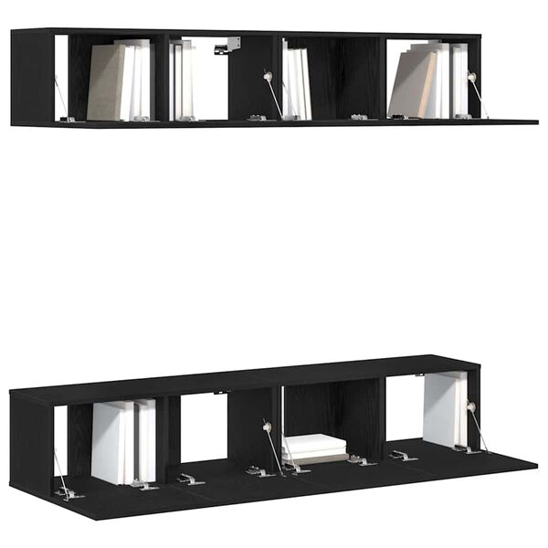 vidaXL Conjunto de mueble de TV 4 pcs Roble Negro 80 x 30 x 30 cm