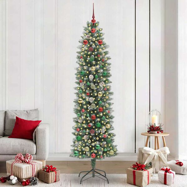 vidaXL &Aacute;rbol Navide&ntilde;o Artificial Delgado con 300 LED Verde y 240 cm