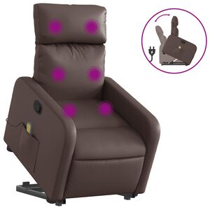 vidaXL Sill&oacute;n reclinable de masaje de pie de cuero sint&eacute;tico marr&oacute;n