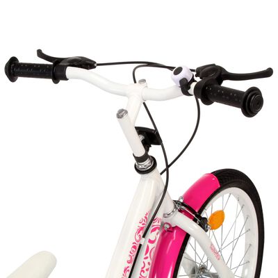 vidaXL Bicicleta de niño 18 pulgadas rosa y blanco