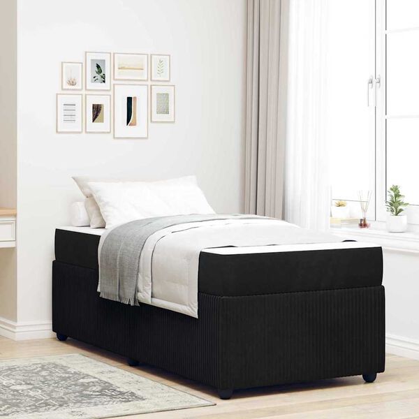 vidaXL Estructura de cama con colch&oacute;n Negro 90 x 190 cm tela