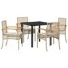 vidaXL Conjunto de Comedor de Jard&iacute;n 5 uds. Beige y Negro Rat&aacute;n