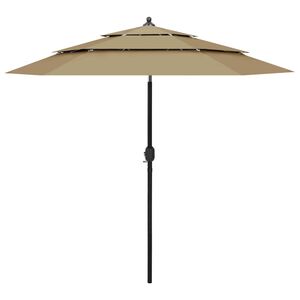 vidaXL Sombrilla jard&iacute;n de 3 niveles con palo de aluminio taupe 2,5 m