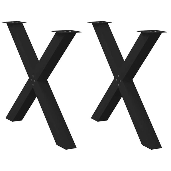 vidaXL Patas para mesa de comedor en forma de X (2 unidades), color negro, 90 x (72-73) cm, acero