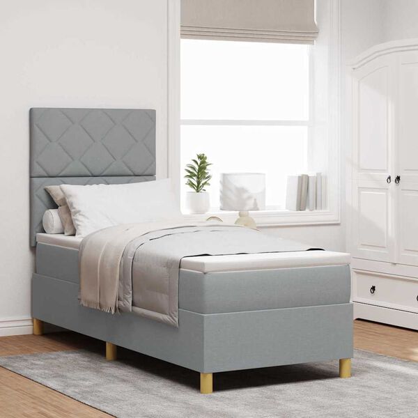 vidaXL Cama tipo Box Spring con colch&oacute;n Gris Claro 80 x 200 cm tela