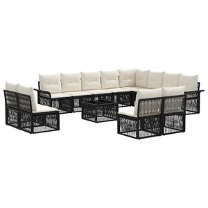 vidaXL Conjunto de sof&aacute;s de jard&iacute;n 13 uds. Negro rat&aacute;n sint&eacute;tico