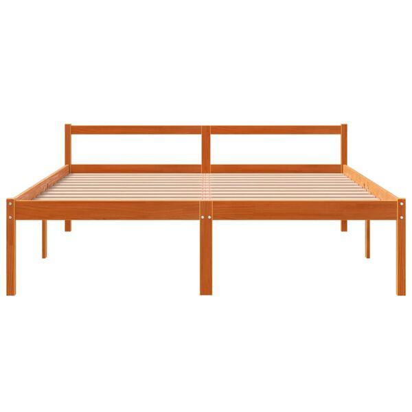 vidaXL Cama para mayores madera maciza de pino marr&oacute;n cera 160x200 cm