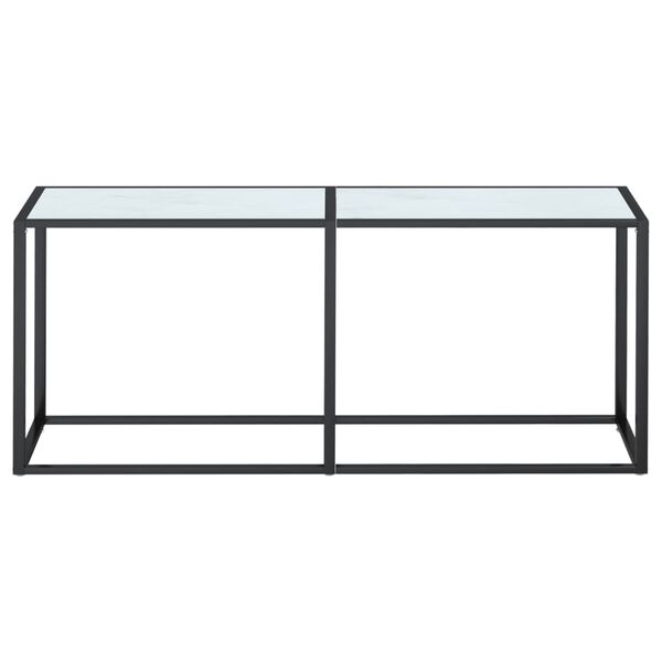 vidaXL Mesa consola vidrio templado mármol blanco 180x35x75,5 cm