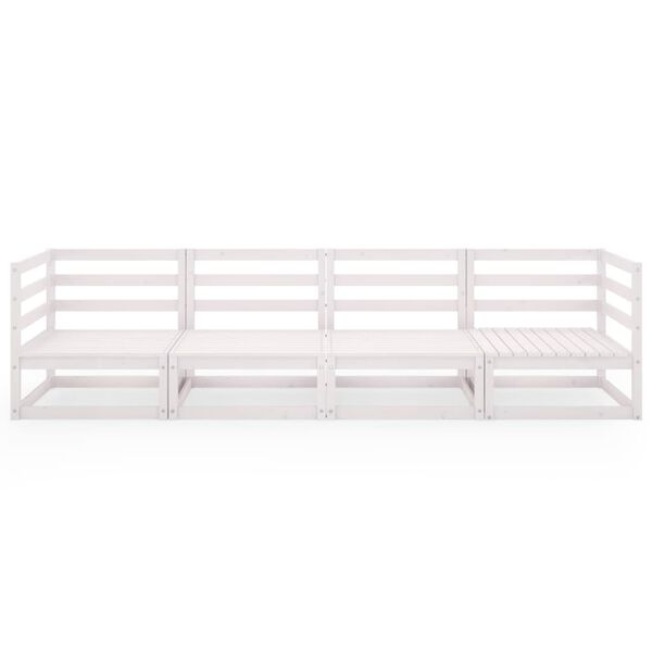 vidaXL Sofá de jardín 4 plazas blanco madera maciza pino