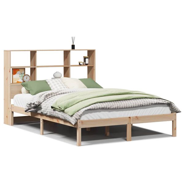 vidaXL Cama con estanter&iacute;a sin colch&oacute;n madera maciza de pino 150x200cm