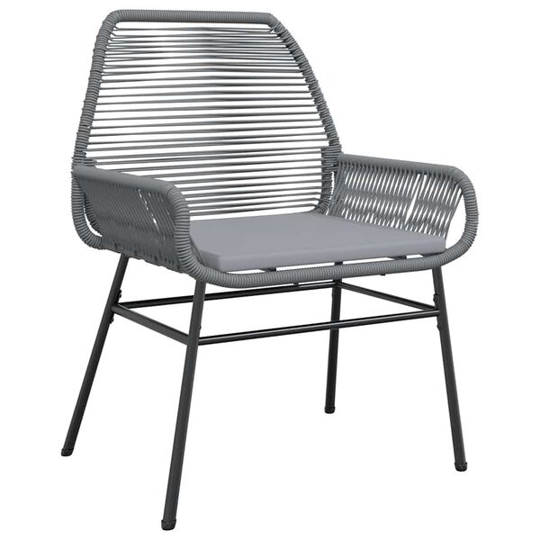 vidaXL Juego comedor jard&iacute;n 3 pzas cojines rat&aacute;n sint&eacute;tico vidrio gris