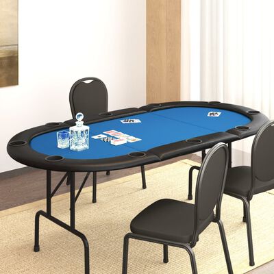 vidaXL Mesa de póquer plegable para 10 jugadores azul 206x106x75 cm