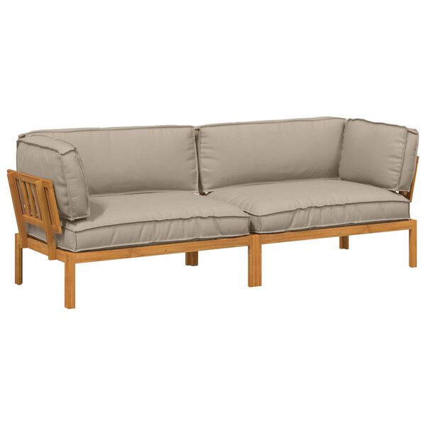 vidaXL Juego de Sof&aacute; con coj&iacute;n 2 pcs Taup&eacute; Madera de Acacia S&oacute;lida