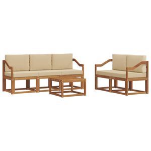vidaXL Conjunto de sof&aacute;s de exterior con coj&iacute;n 6 pcs Natural y Beige